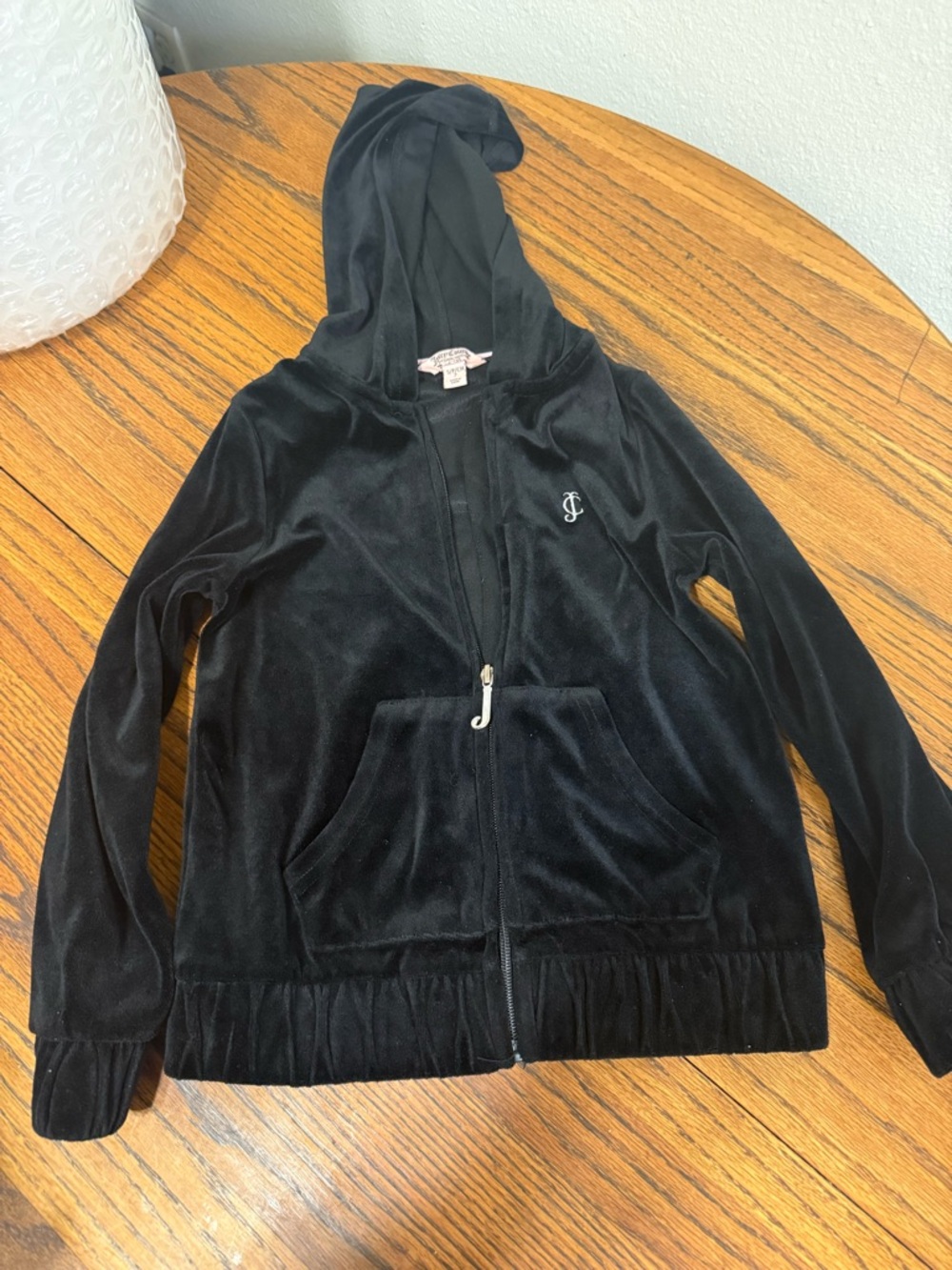 Juicy Couture Black Velour Hooded Zip Jacket